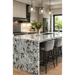 Dalles de granit polies de qualité export indienne, pierre naturelle Alpine White-1, modernes, grandes, écologiques et durables, pour escaliers, cheminées et éviers - Product Image 1