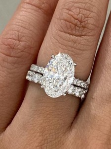 Premium 1.20 Carat Oval Lab Grown Engagement <b>Ring</b> Diamond Band Wedding <b>Ring</b> <b>Set</b> for Women 18K <b>Gold</b> Plated IGI Certified Luxury - Product Image 3