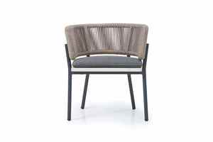 Chaise de jardin contemporaine en corde avec structure en acier et coussin en mousse, pour usage extérieur, pieds coniques - Product Image 4