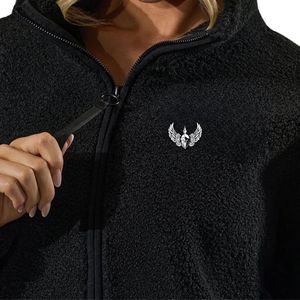Chaqueta de Forro Polar Corta Negra para Mujer, con Cierre Completo, Cuello Alto, Cálida, Informal, para Uso Diario - Product Image 6