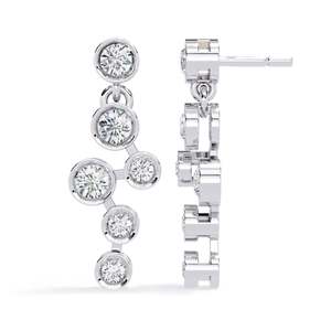 JEWELLERY PLANET Pendientes de Diamantes Cultivados en Laboratorio en Oro Amarillo para Mujer, Corte Brillante, Clásicos para Boda, Chapados en Oro de 14k-22k - Product Image 1