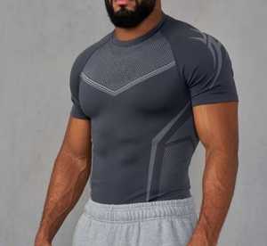 Camiseta de Punto de Manga Corta para Hombre, Cuello Redondo, Color Sólido, Secado Rápido, Corte Ajustado, Estilo Deportivo, 100% Algodón, Logotipo Frontal, Alta Elasticidad - Product Image 5