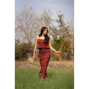 Vestido de Algodón 100% Transpirable con Estampado Tie-Dye, Mangas Abullonadas y Estilo Maxi, Elegante y a la Moda para Mujer, Nuevo Estilo de Otoño - Product Image 1