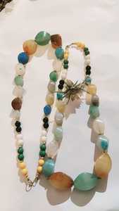 Collar de Cuentas de Resina Multicolor con Colgante de Cadena de Cuerda, Joyería en Capas con Piedra Redonda para Fiesta de Boda, Artesanía de Resina - Product Image 4