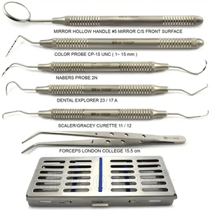 Bone Bridge Instruments 6 Pieces Dental Periodontal Diagnostic Filling Depth <b>Probe</b> Curettes Perio Exam Kit Cassette Manual - Product Image 2