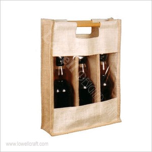 Custom Lowellcraft JBW03015 Geometric Pattern Medium PVC Window Burlap Bamboo Cane Handle Beach Tote <b>Bag</b> Single Double <b>Bag</b> - Product Image 3