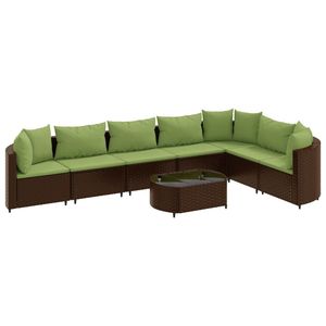 Ensemble de canapés de jardin vert-brun, meubles d'extérieur en rotin avec coussins en mousse haute densité, imperméables, design contemporain - Product Image 2