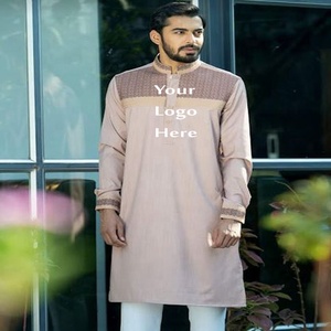 2024 hombres de alta calidad Panjabi Kurta transpirable 100% algodón Casual vestido bordado de talla grande de la fábrica de Bangladesh - Product Image 4