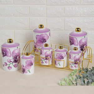 ภาชนะเก็บอาหารพร้อมฝาปิดสำหรับใส่ขนม ขวดโลหะสแตนเลสสีทองลายดอกไม้ กระปุกเก็บอาหารสุญญากาศสำหรับห้องครัว - Product Image 2