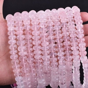 Cuentas de Cuarzo Rosa Natural Lisas en Forma de Rondelle de 7 a 8 mm, Cuentas de Cuarzo Rosa para la Fabricación de Joyería, Directamente del Fabricante - Product Image 6