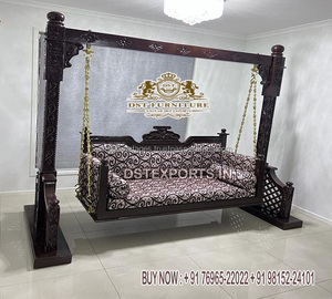 Wooden Hand Carved <b>Swing</b> Jhula for Luxury Homes Hand Carved Teak <b>Wood</b> <b>Swing</b> for Living Room Wooden <b>Swings</b> Manufacturer - Product Image 3