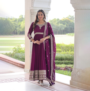 Hermoso nuevo diseñador de moda tradicional indio pakistaní traje vestido último Casual Midi longitud ropa de manga larga - Product Image 1