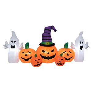9ft Halloween <b>Inflatable</b> Outdoor Yard Decorations Waterproof Polyester 5 Pumpkins 2 Ghosts Internal LED Lights 1 <b>Inflation</b> - Product Image 1