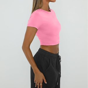 Haut court de sport pour femme, motif uni, idéal pour la gym, le yoga et l'entraînement physique, t-shirt de course grande taille pour femmes - Product Image 3