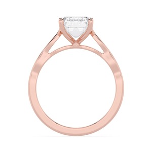 Anillo de compromiso de oro rosa de 10 quilates con diamante cultivado en laboratorio de corte esmeralda de 3.00 quilates totales para bodas y aniversarios. - Product Image 2