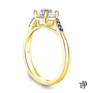 Anillo de compromiso de oro de 10K de lujo con pavé de zafiro y diamantes (naturales) de diseño atemporal, venta al por mayor y al por menor OEM - Product Image 5