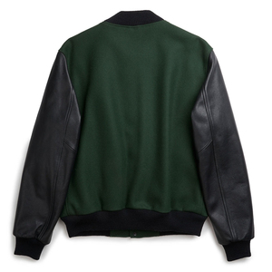 Chaqueta Varsity como Traje de Boda con Detalles Bordados, Mezcla de Lana y Seda, Mangas de Cuero, Uniforme para Padrinos de Boda, Ropa Casual de Otoño - Product Image 4