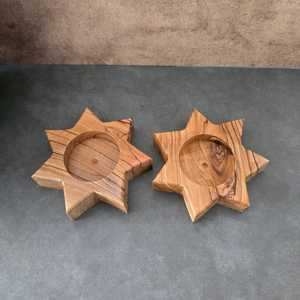 Vintage Wooden Tealight Candle Holder Hand Crafted <b>Star</b> Shape Housewarming Nature Table Eco Friendly Xmas Birthday Gift Her Him - Product Image 4