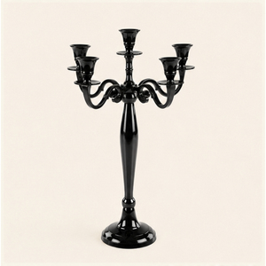 Elegant <b>Black</b> 5 Arm Metal <b>Candelabra</b> Tabletop Centerpiece for Wedding Party Events Vintage Modern Style Tall Candle Stand Holder - Product Image 5