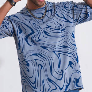 <b>Mens</b> <b>Blue</b> Marble Print T Shirt Casual Oversized Cotton Blend Crew Neck Streetwear Short Sleeve Summer Top - Product Image 4