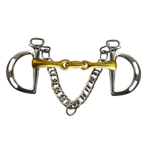ZUMA ENTERPRISES - Bocado para Caballo Pelham de Acero Inoxidable con Boquilla Dorada y Cadena, Modelo MS-TA-WMCB-002, para Equipo de Equitación - Product Image 5