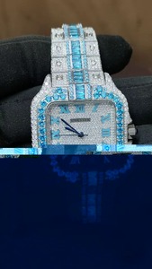 Montre de luxe de haute qualité, antique, sertie de moissanite, cadran carré, quartz analogique, chiffres romains, bracelet, montre-bracelet pour homme, unisexe - Product Image 2