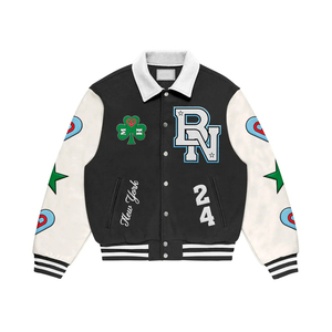 Chaqueta Varsity para Hombre, Estilo Preppy, Diseño con Parches de Letras Bordadas, Chaqueta Cortavientos para Otoño, Chaqueta Letterman Personalizada - Product Image 2