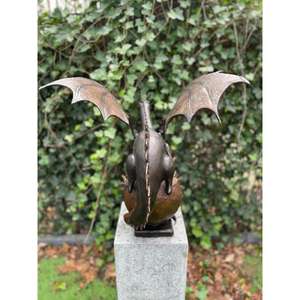 งานฝีมือโลหะสร้างสรรค์ ของตกแต่งสวน รูปปั้นมังกรทองสัมฤทธิ์พร้อมฐาน ของประดับตกแต่ง โต๊ะเคาน์เตอร์ - Product Image 1