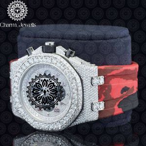 Charm Jewells Luxury Men's Watch 40mm Stainless Steel Diamond Encrusted Analog Mechanical <b>Chronograph</b> Stainless Steel Band 10 - Product Image 3
