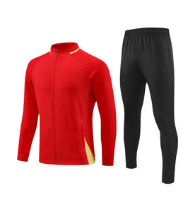 Ensemble de vêtements de sport pour hommes, veste de football bleu marine à fermeture éclair intégrale avec accents jaunes et pantalon à taille élastique noir, toutes saisons - Product Image 4