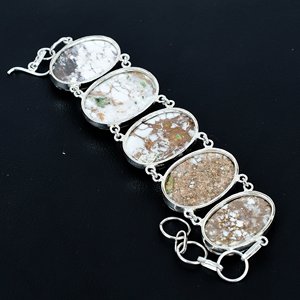 Pulsera de mujer de caballo silvestre natural con cabujón de piedra preciosa natural, chapado en plata de ley 925, piedra de nacimiento, regalo de joyería para fiesta - Product Image 3