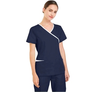 Tissu tissé en polyester uni, uniforme d'infirmière unisexe, vente en gros pour usage hospitalier, blouses de travail - Product Image 3