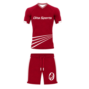 Customized Red Football Jersey <b>Shorts</b> Set Athletic Team Uniform Training Wear <b>Short</b> Sleeve Sports Apparel Performance Clothing - Product Image 1