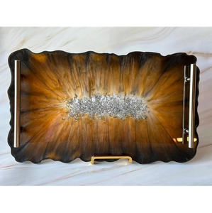 Bandeja de Servicio Artesanal de Resina Natural Pintada a Mano con Diseño de Amor, Decoración Navideña de Moda para el Hogar y Exhibición de Joyas - Product Image 5