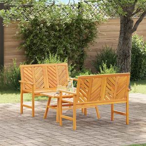 Ensemble de salon de jardin 3 pièces en bois d'acacia massif marron - Product Image 1