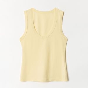 Camiseta sin mangas de punto acanalado, cuello redondo, transpirable, de alta elasticidad, sexy, informal, ajustada, para yoga, para mujer. - Product Image 5