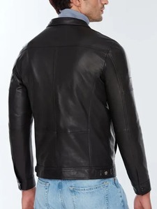Veste en cuir noir authentique Wayne - Product Image 3