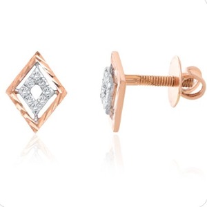 Pendientes de oro con diamantes naturales de primera calidad para mujer, elegantes, redondos, con corte brillante, joyería de moda nupcial, regalo, oro rosa, tamaño regular - Product Image 1