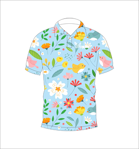 เสื้อโปโลลายดอกไม้สีสันสดใส เสื้อโปโลสั่งทำพิเศษแบบซับลิเมชั่น แขนสั้นลำลอง เสื้อกอล์ฟ ชุดยูนิฟอร์มกีฬาทีม - Product Image 4