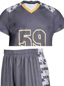 Ensemble uniforme de lacrosse sublimé gris pour hommes, col en V, numéro 59, maillot athlétique à manches courtes et short - Product Image 6