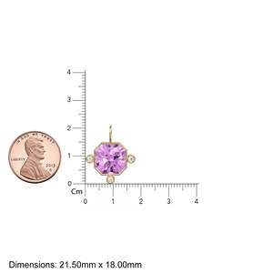 14k Yellow <b>Solid</b> <b>Gold</b> Diamond 7ct Kunzite Bezel <b>Pendant</b> February Birthstone Radiant Pink Gemstone Fine <b>Pendants</b> Charms Jewelry - Product Image 2