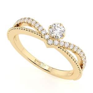 แหวนเพชรทรงกลมเพาะเลี้ยงในห้องปฏิบัติการ ทองคำสีกุหลาบ ดีไซน์น่ารักไม่ซ้ำใคร สำหรับผู้หญิง เหมาะสำหรับวันครบรอบ - Product Image 5