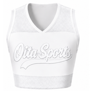 Maillot de cheerleading blanc sublimé sans manches, tenue de sport athlétique pour équipe, uniforme de compétition et d'entraînement - Product Image 1