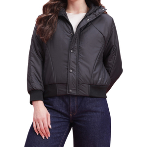 Women's Quilted Bomber Jacket Stand Collar Full Sleeve Winter Warm <b>Coat</b> Solid Color Polyester Puffer Jacket Short Length - Product Image 3