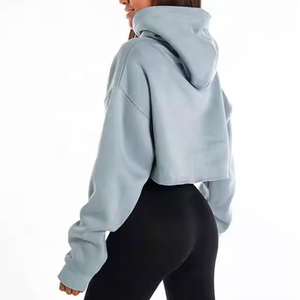 Nouvel arrivage : Sweat à capuche court pour femme, coupe ample, imprimé lettres, haute qualité, prix abordable, vente en gros - Product Image 2