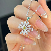 Collier pour femme en acier inoxydable plaqué argent S925 avec pendentif marguerite en zircon cubique, chaîne minimaliste, coffret cadeau