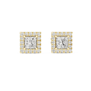 Pendientes de oro rosa de 14 quilates con diamantes de corte princesa y redondos para mujer |   Ropa de Compromiso |   Diamante Cultivado Nuevo - Product Image 4