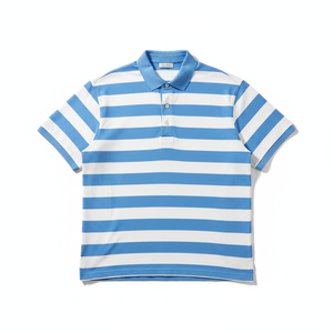 Polo à manches courtes rayé bleu et blanc pour homme, décontracté, en coton Oxford respirant, coupe classique - Product Image 6
