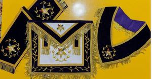 Regalia Masónica: Mandil, Collar y Puños del Gran Oficial Patrón de O.E.S. - Juego Bordado a Mano para Elegancia y Tradición, Azul - Product Image 3