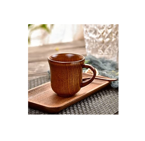 Tasses à thé et à café en bois écologiques attrayantes, mugs en bois d'acacia naturel avec poignées, en provenance d'Inde - Product Image 2